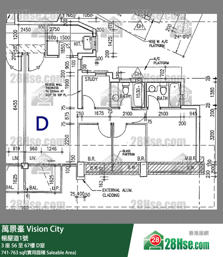 萬景峯 3 座60樓 D室 平面圖