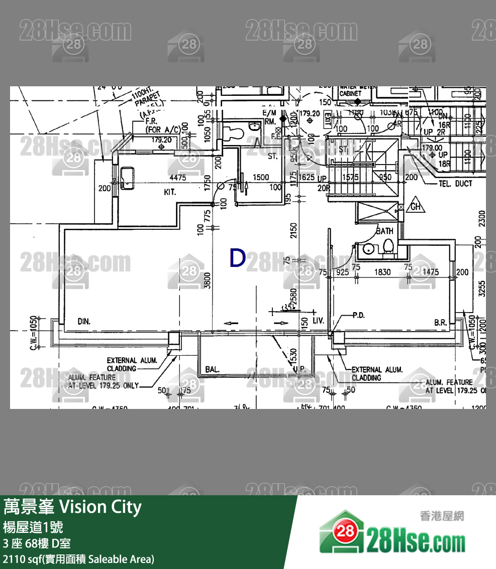 萬景峯 3 座68樓 D室 平面圖