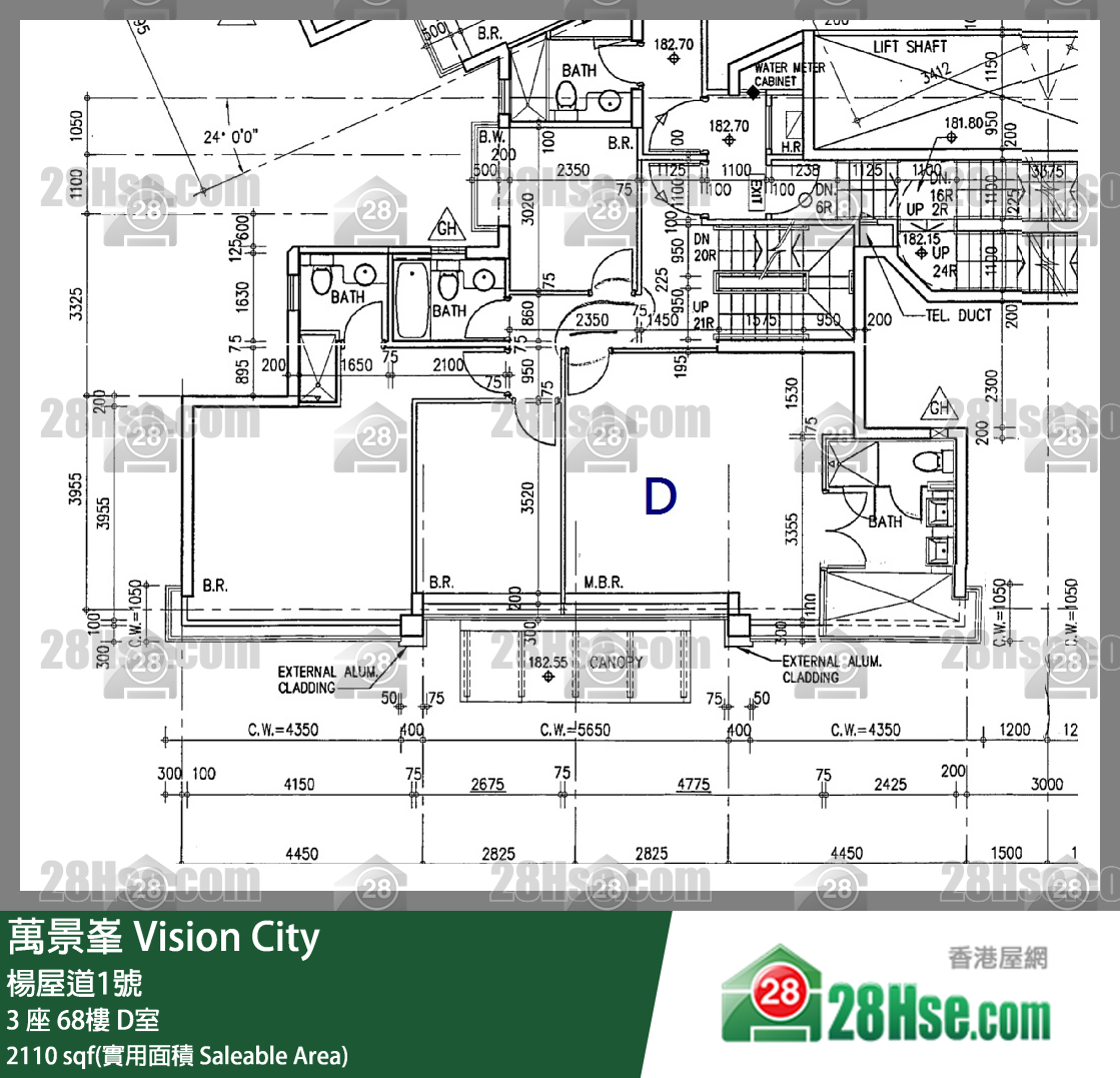 萬景峯 3 座68樓 D室 平面圖
