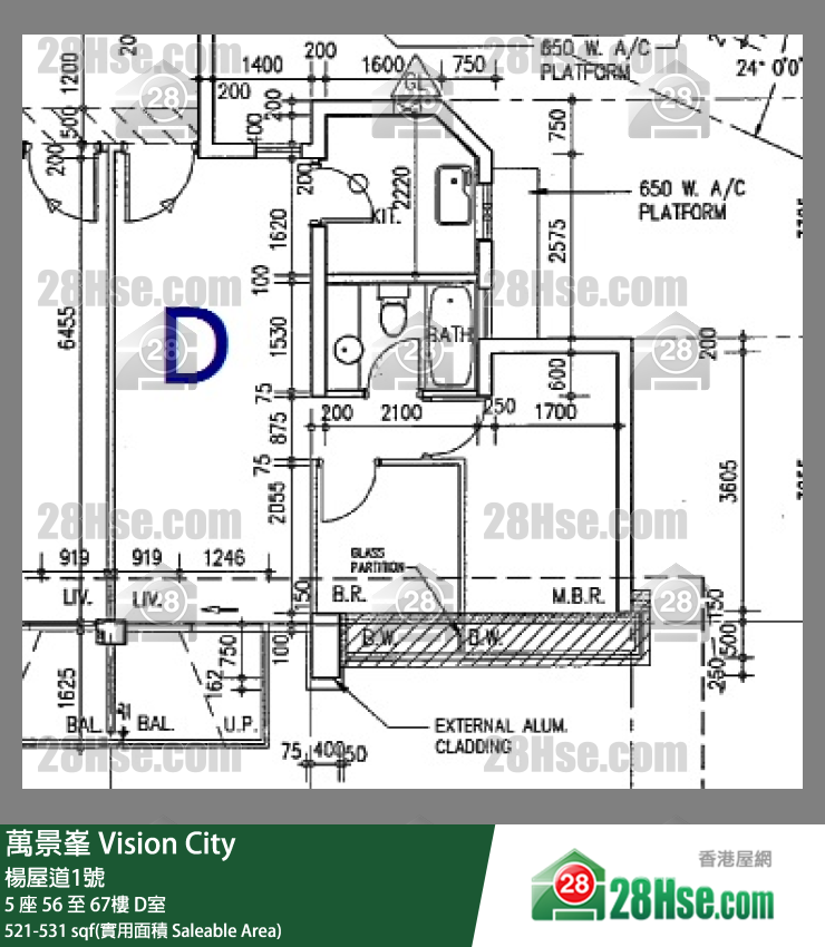 萬景峯 5 座 66樓 D室 平面圖