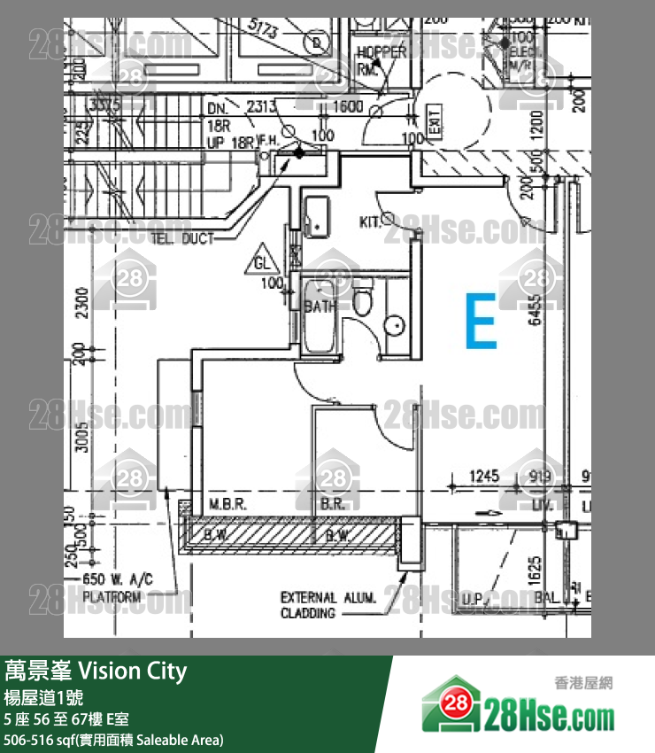 萬景峯 5 座65樓 E室 平面圖