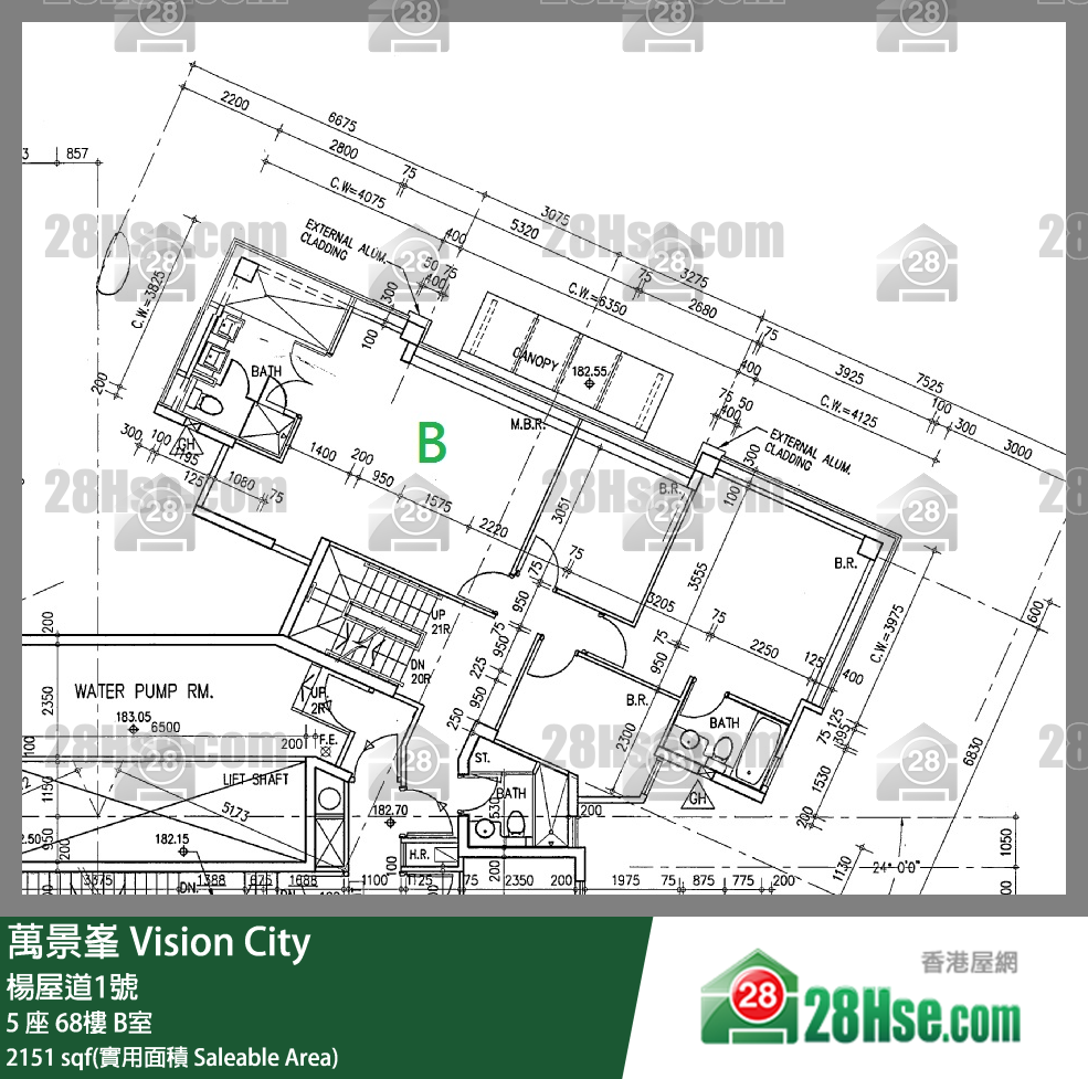 萬景峯 5 座68樓 B室 平面圖