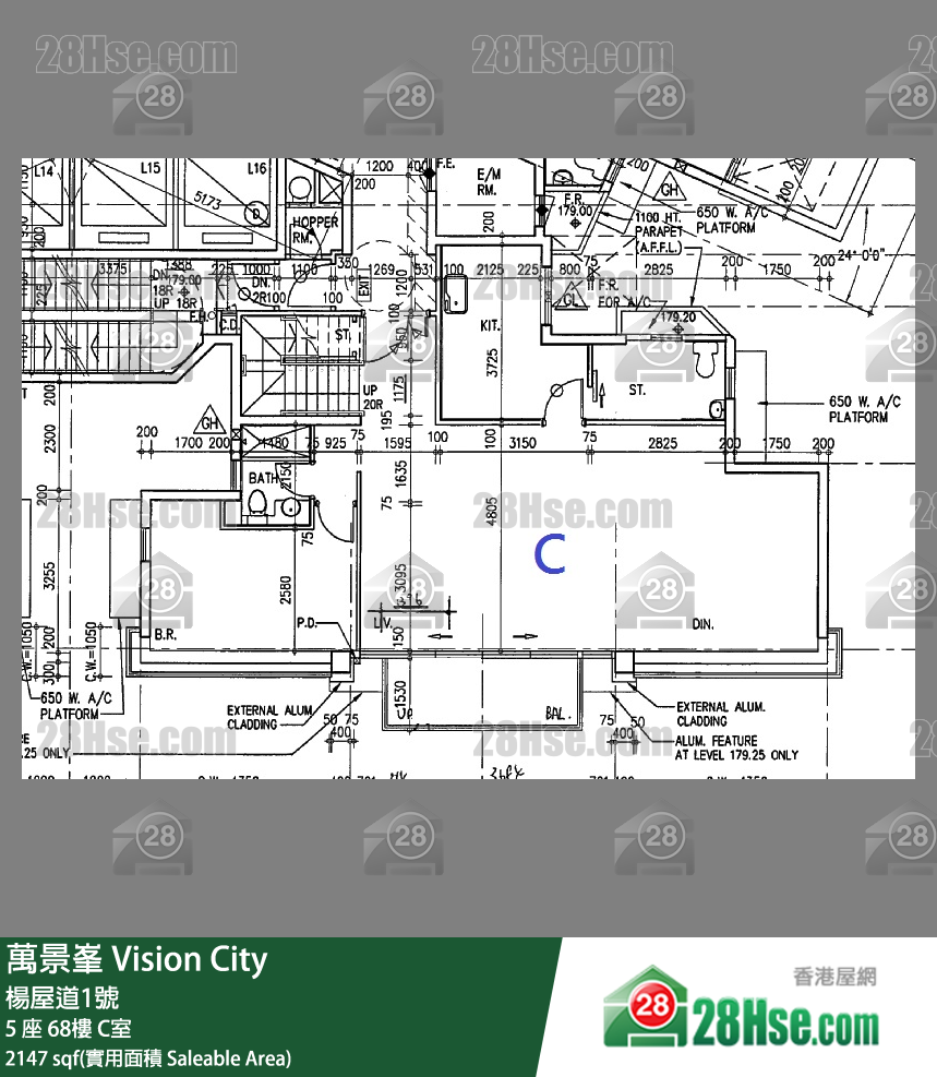 萬景峯 5 座68樓 C室 平面圖