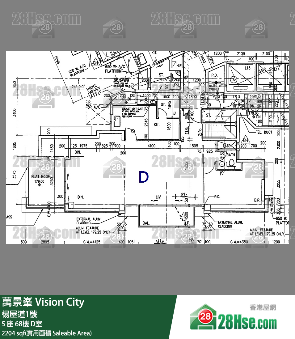 萬景峯 5 座68樓 D室 平面圖
