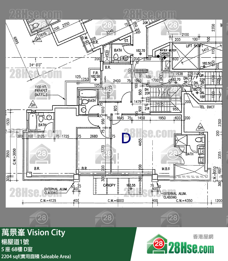萬景峯 5 座68樓 D室 平面圖