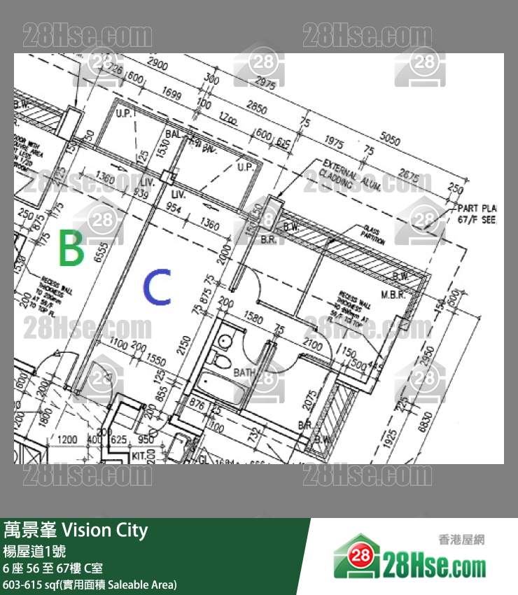 萬景峯 6 座61樓 C室 平面圖