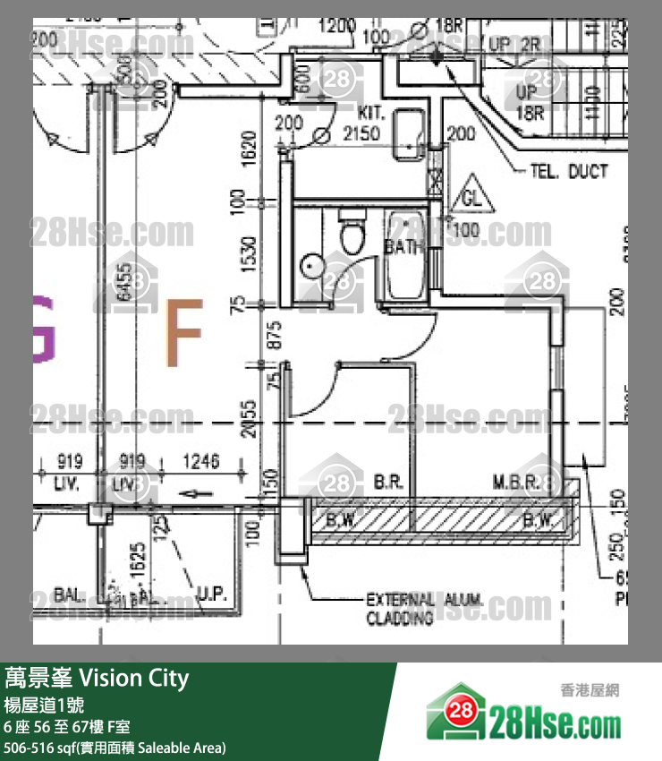 萬景峯 6 座56樓 F室 平面圖
