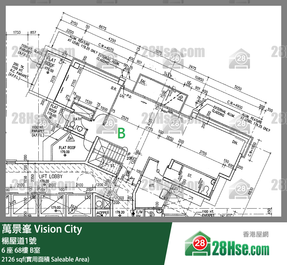萬景峯 6 座68樓 B室 平面圖