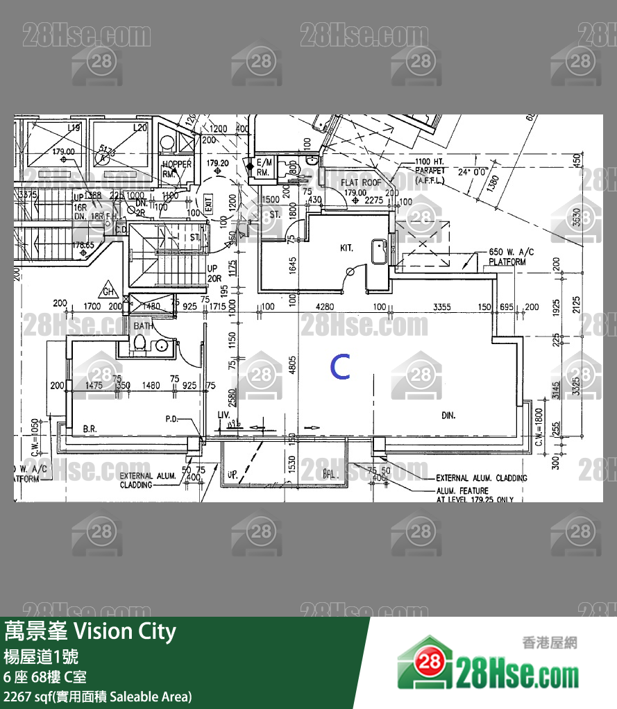 萬景峯 6 座68樓 C室 平面圖