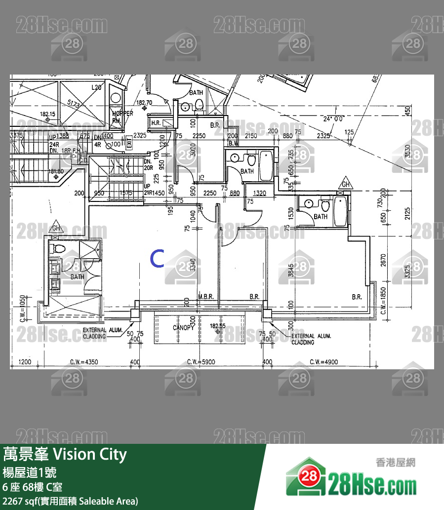 萬景峯 6 座68樓 C室 平面圖