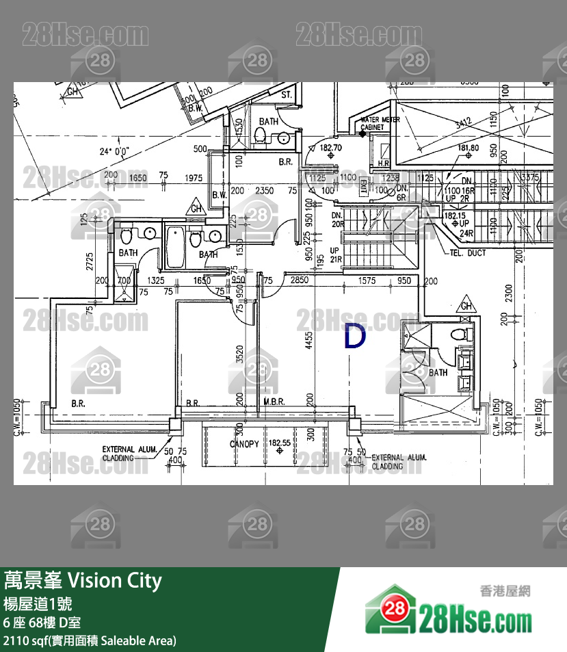 萬景峯 6 座 68樓 D室 平面圖