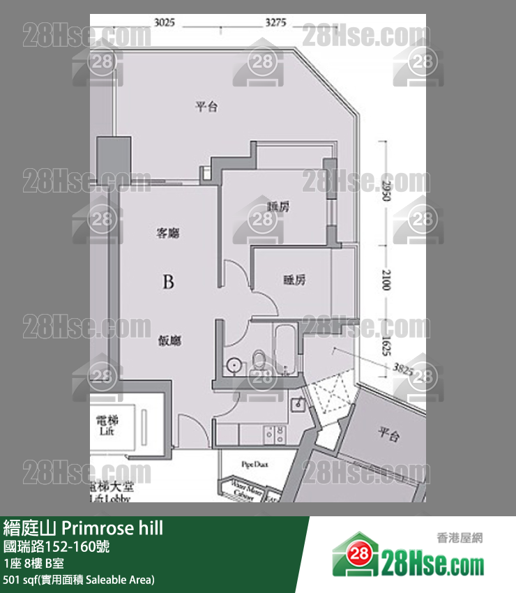 縉庭山 1座8樓 B室 平面圖