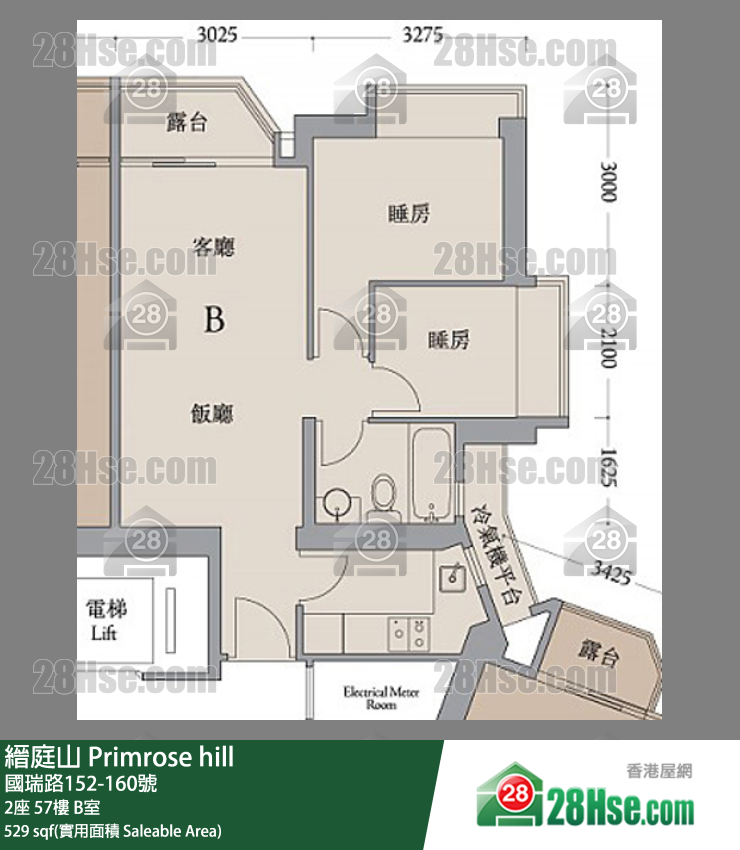 縉庭山 2座57樓 B室 平面圖