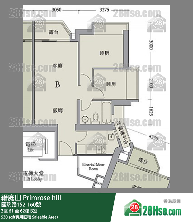縉庭山 3座61樓 B室 平面圖