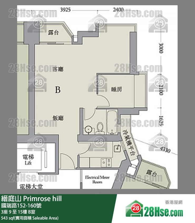 縉庭山 3座 15樓 B室 平面圖
