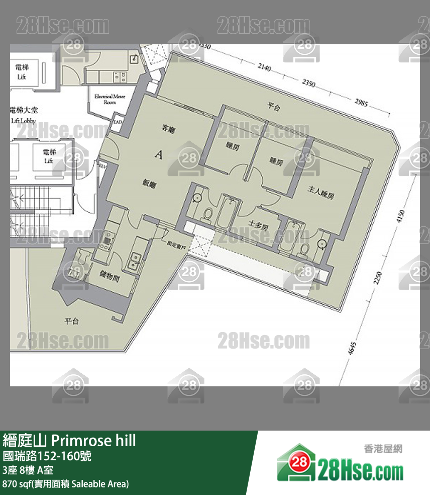 縉庭山 3座 8樓 A室 平面圖