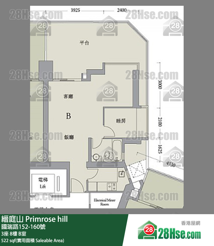 縉庭山 3座8樓 B室 平面圖
