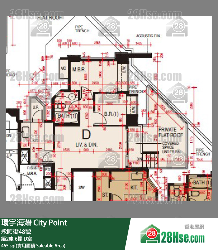 環宇海灣 第2座6樓 D室 平面圖