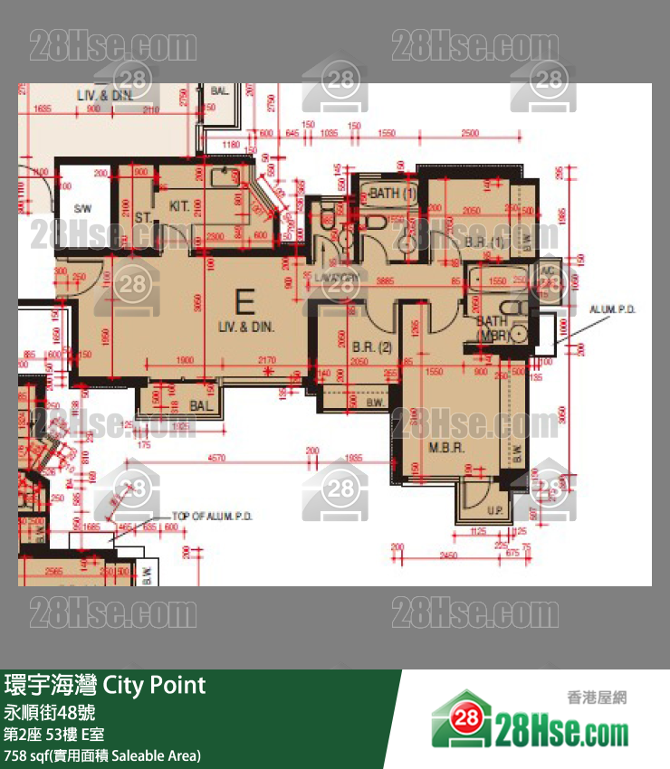 環宇海灣 第2座53樓 E室 平面圖