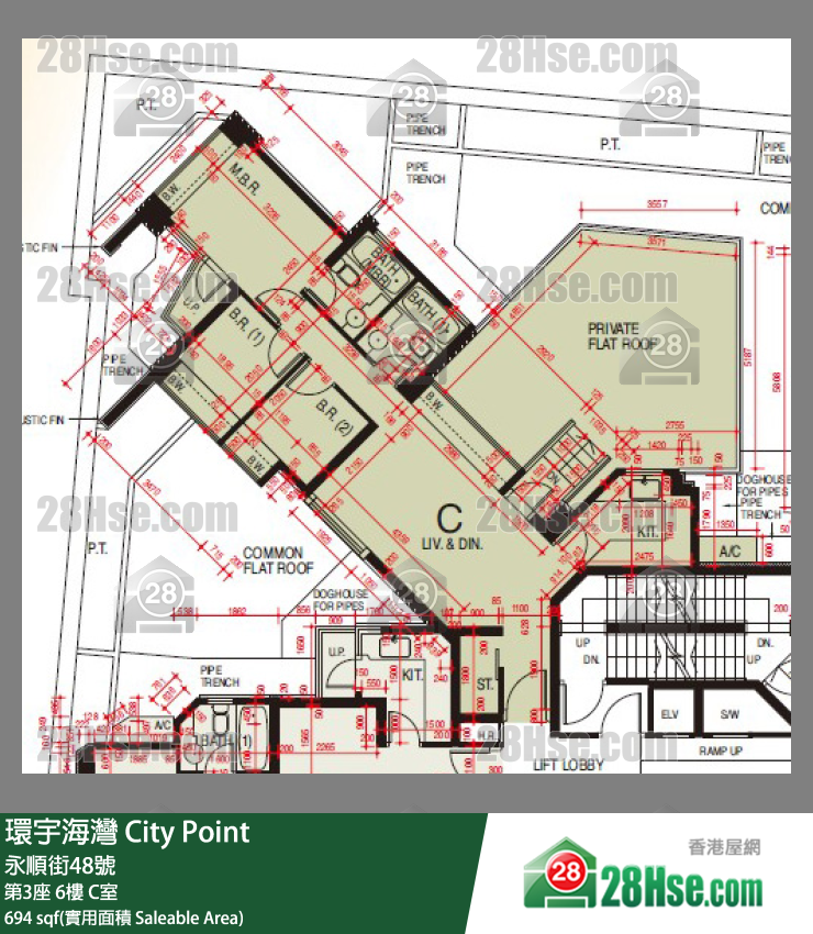 環宇海灣 第3座6樓 C室 平面圖