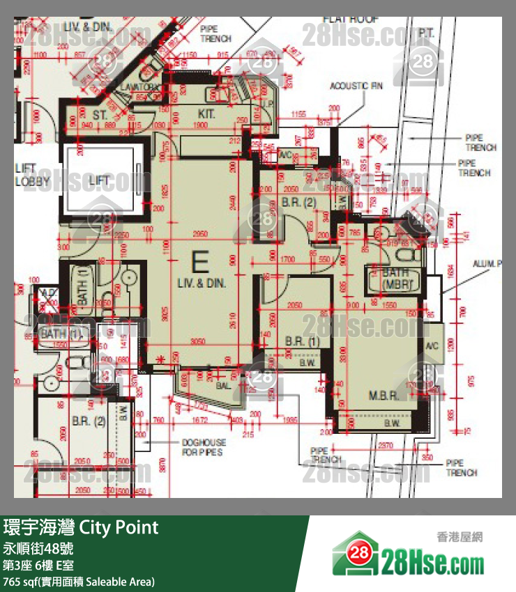 環宇海灣 第3座 6樓 E室 平面圖