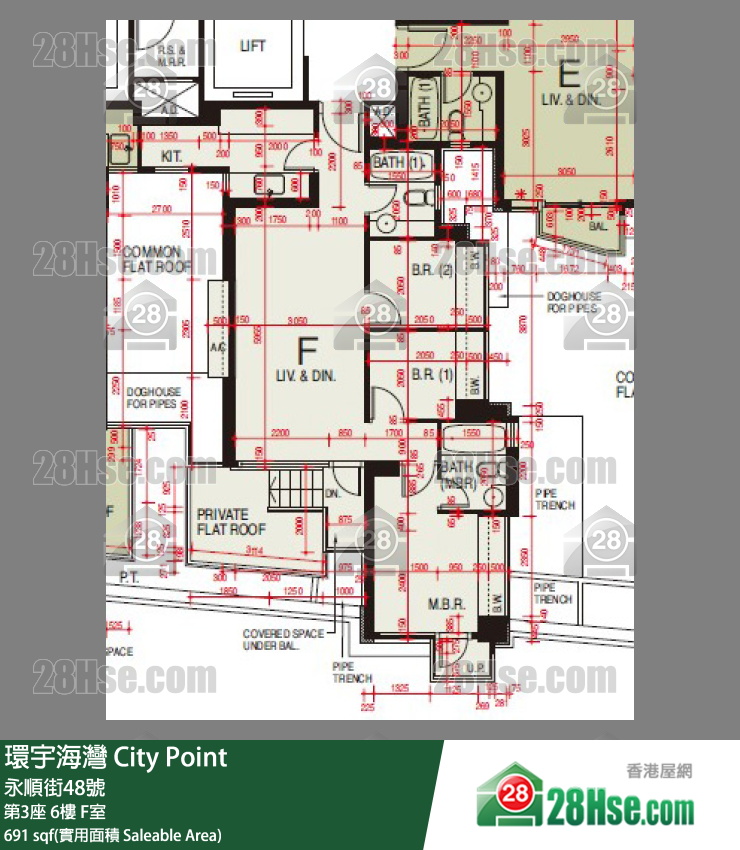 環宇海灣 第3座6樓 F室 平面圖