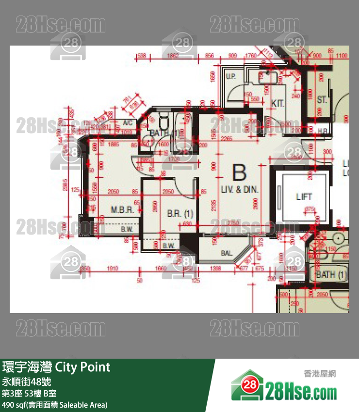 环宇海湾 第3座 53楼 B室 平面图