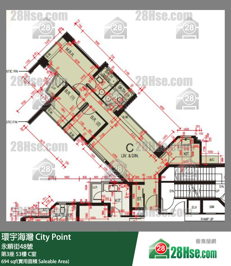 環宇海灣 第3座 53樓 C室 平面圖