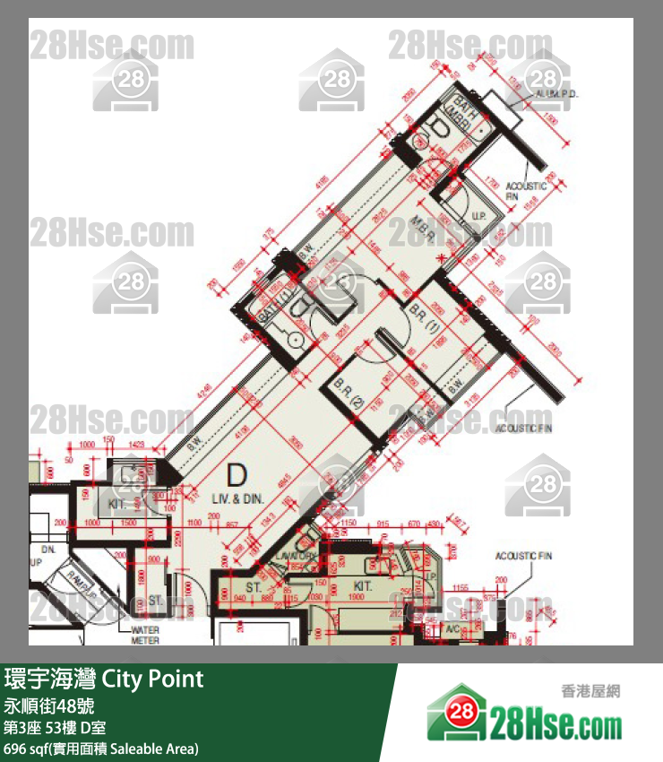 環宇海灣 第3座53樓 D室 平面圖