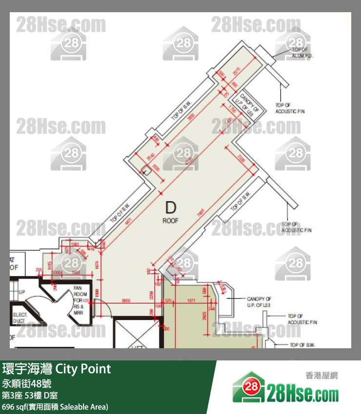 環宇海灣 第3座53樓 D室 平面圖