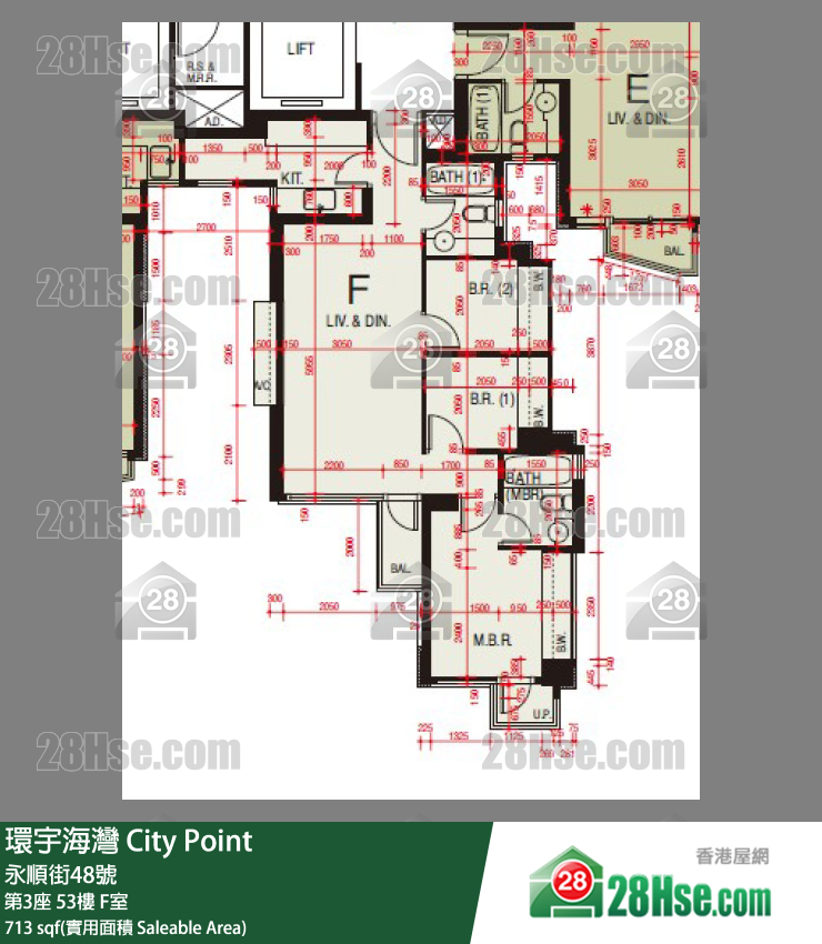 環宇海灣 第3座53樓 F室 平面圖
