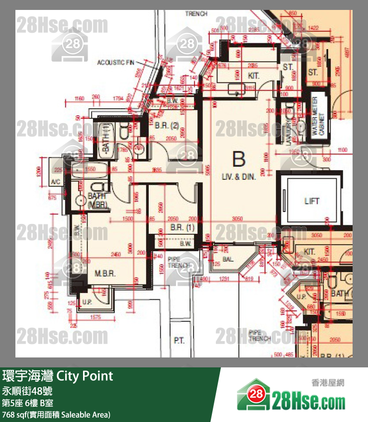 环宇海湾 第5座6楼 B室 平面图