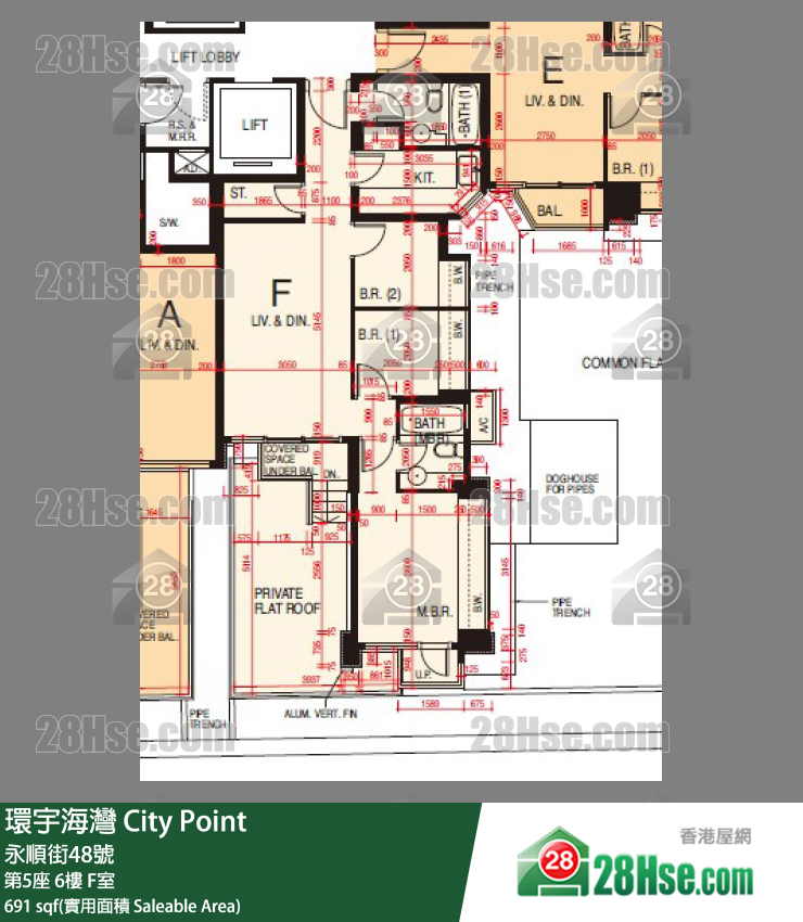 环宇海湾 第5座 6楼 F室 平面图