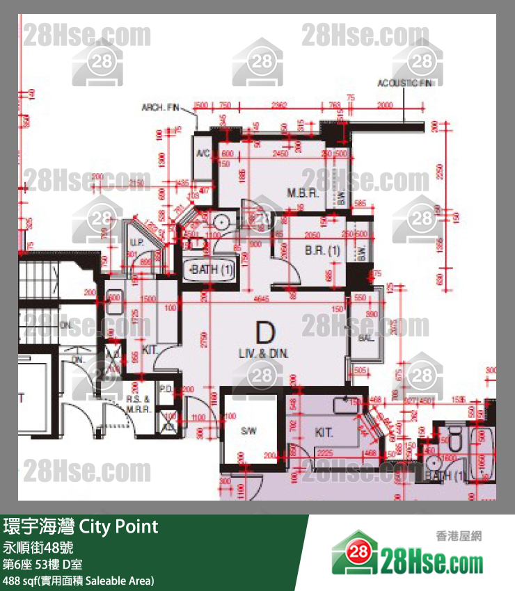 環宇海灣 第6座53樓 D室 平面圖