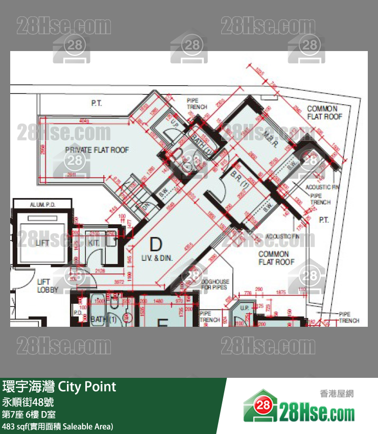 環宇海灣 第7座 6樓 D室 平面圖