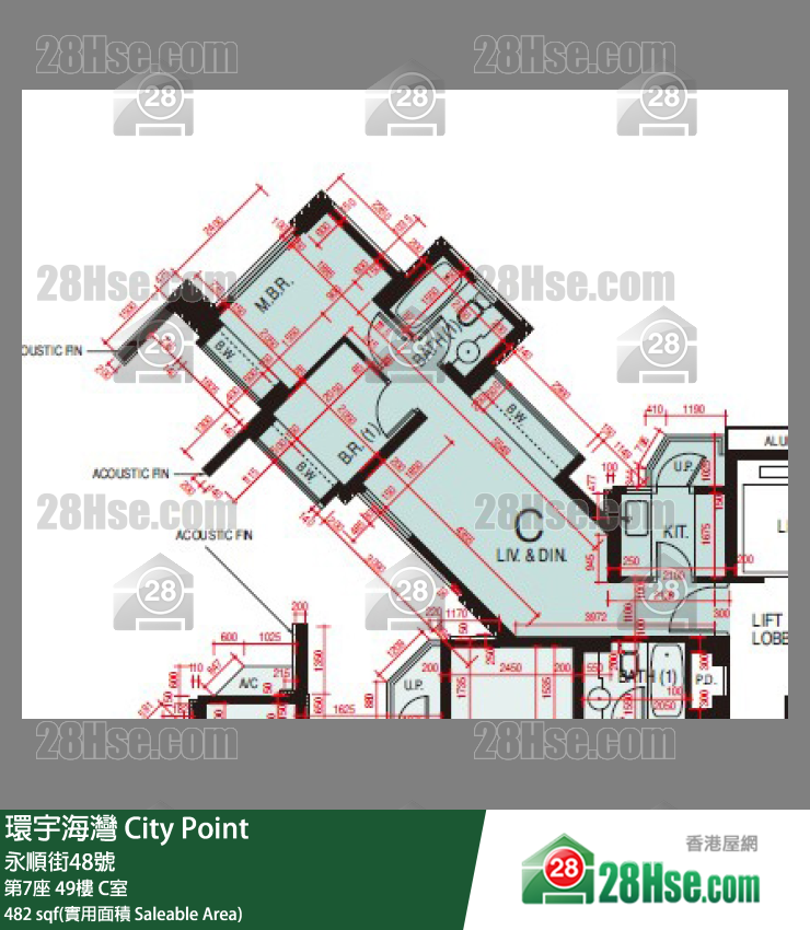 環宇海灣 第7座 49樓 C室 平面圖