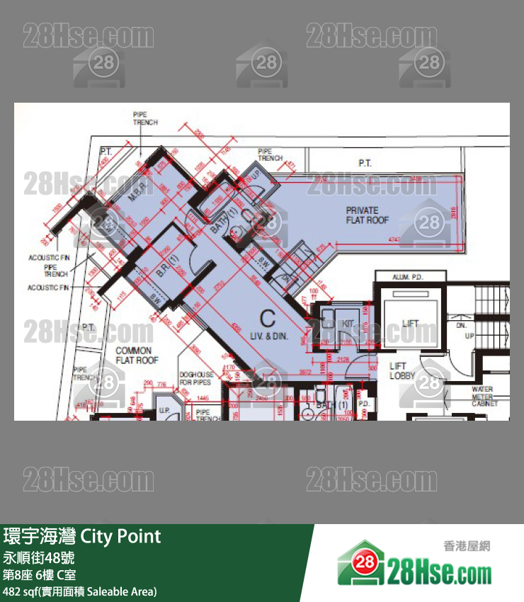 環宇海灣 第8座6樓 C室 平面圖