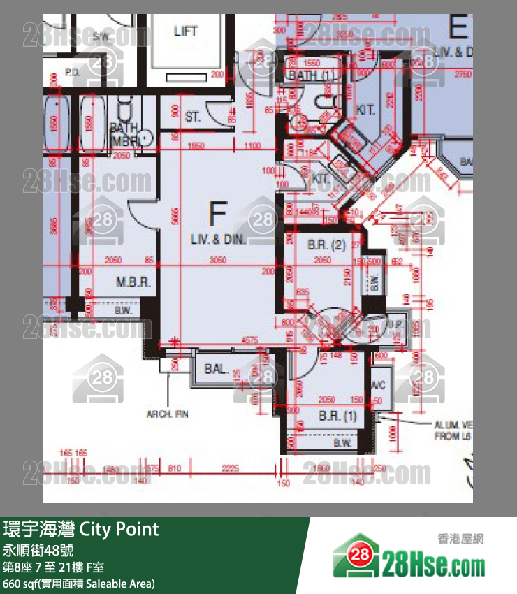 環宇海灣 第8座 8樓 F室 平面圖