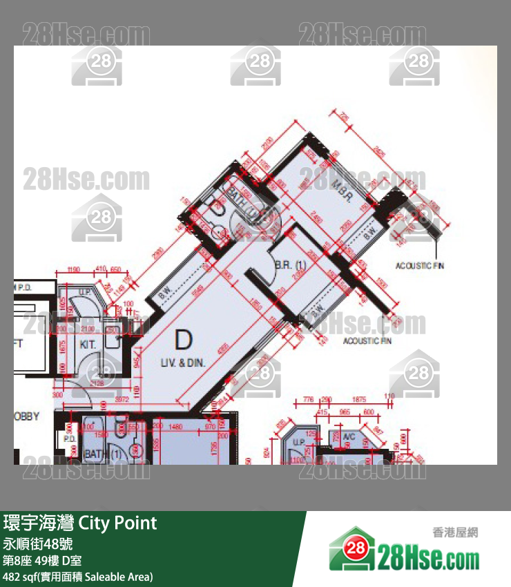 環宇海灣 第8座 49樓 D室 平面圖