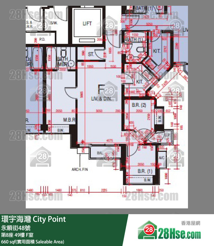 环宇海湾 第8座 49楼 F室 平面图
