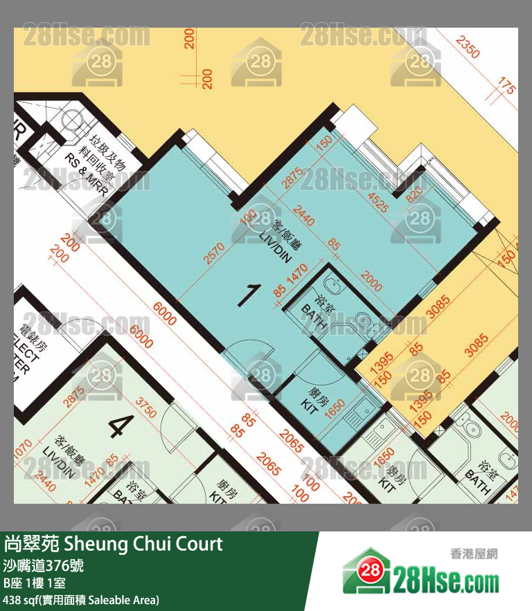 尚翠苑 B座1樓 1室 平面圖