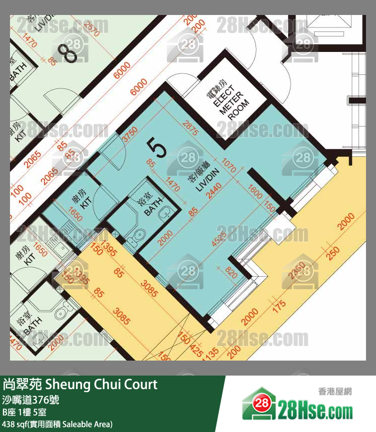 尚翠苑 B座1樓 5室 平面圖