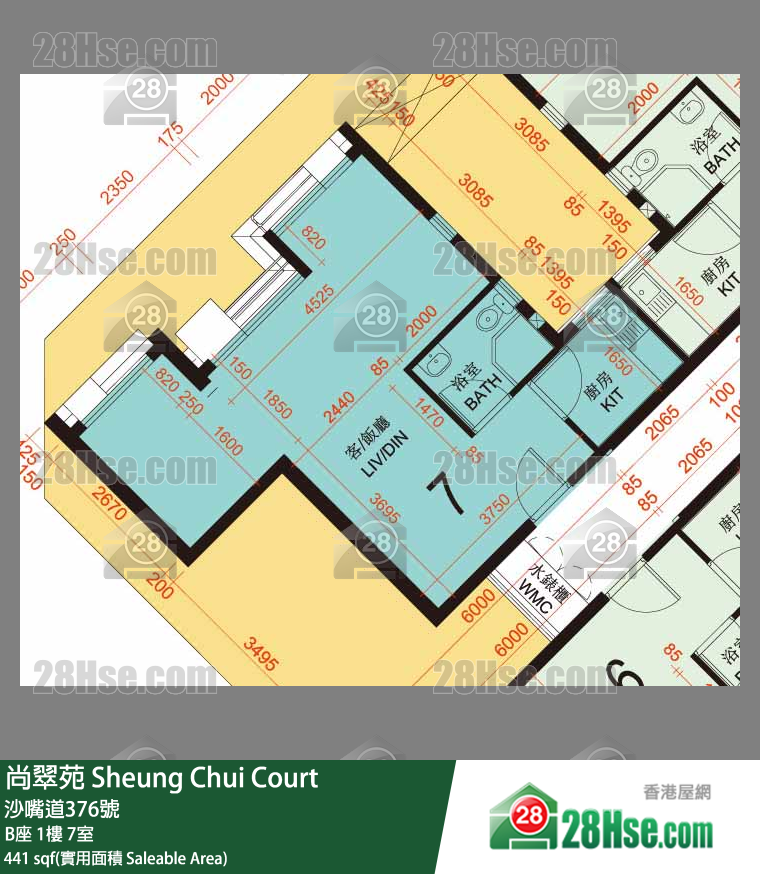 尚翠苑 B座 1樓 7室 平面圖