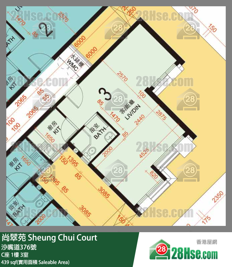 尚翠苑 C座1樓 3室 平面圖