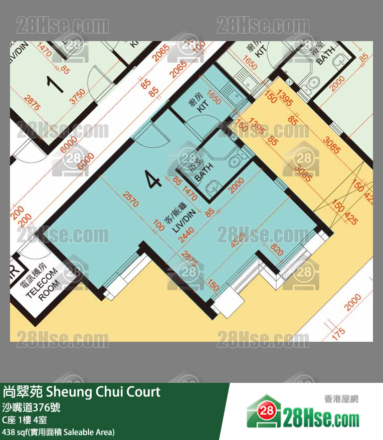 尚翠苑 C座1樓 4室 平面圖