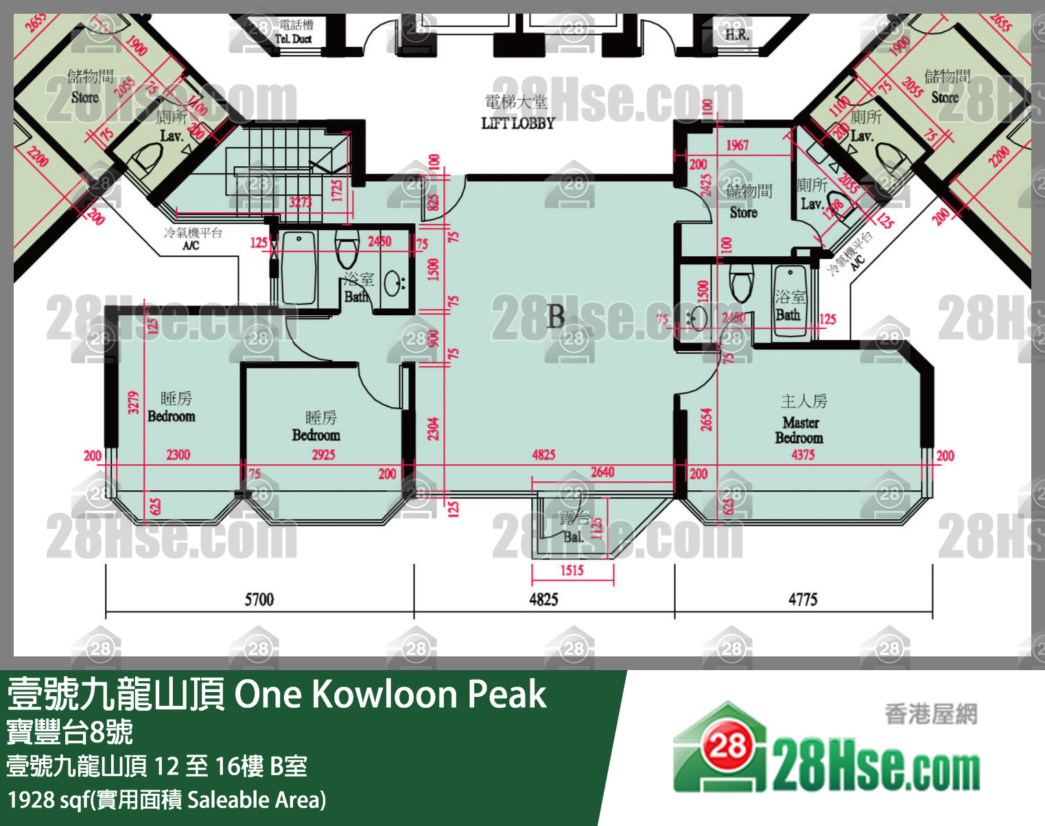 壹号九龙山顶(第一期) 壹号九龙山顶16楼 B室 平面图