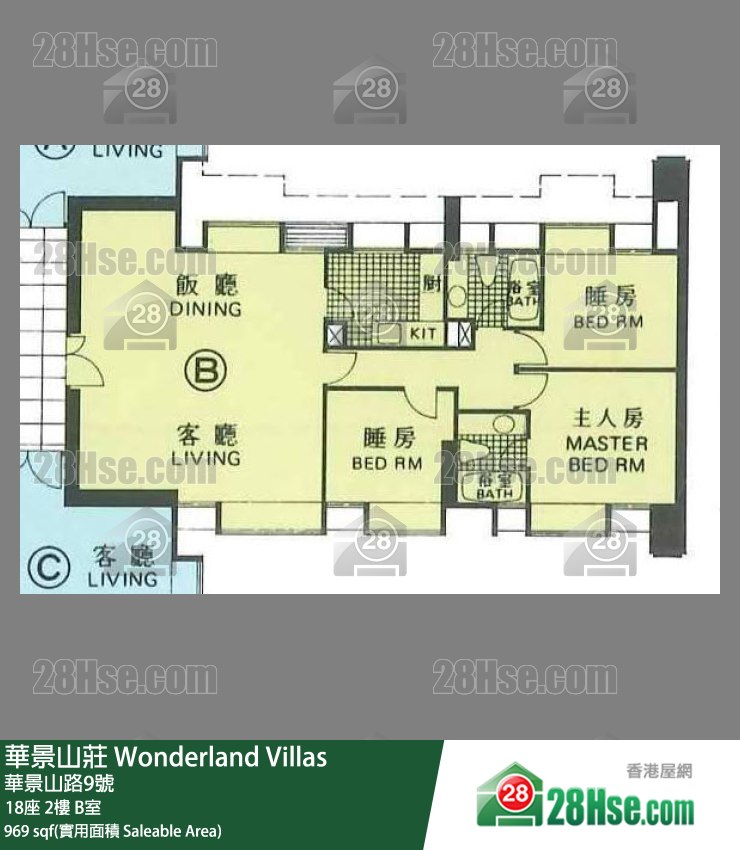 华景山庄 18座 2楼 B室 平面图