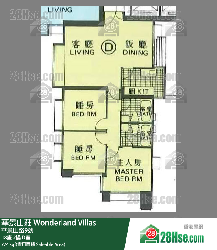 华景山庄 18座 2楼 D室 平面图