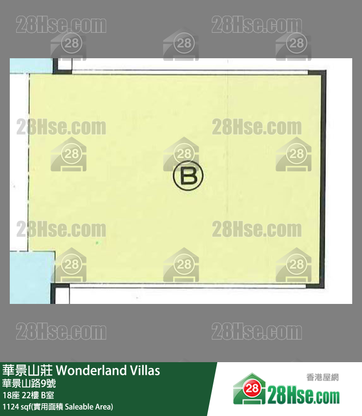 华景山庄 18座22楼 B室 平面图