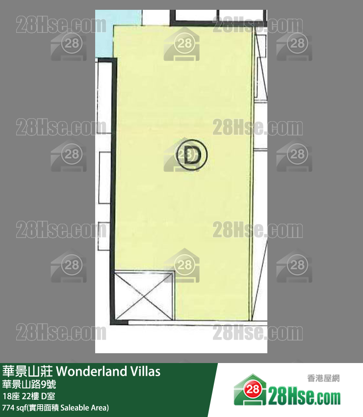 华景山庄 18座 22楼 D室 平面图